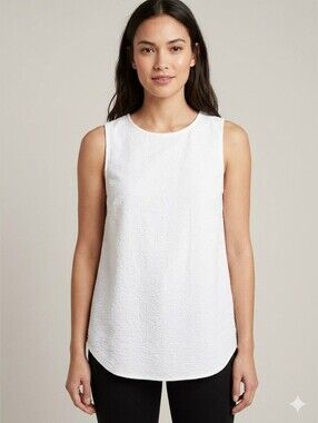 Banana Republic White Textured Sleeveless Crossover Back Tank Top - Size S